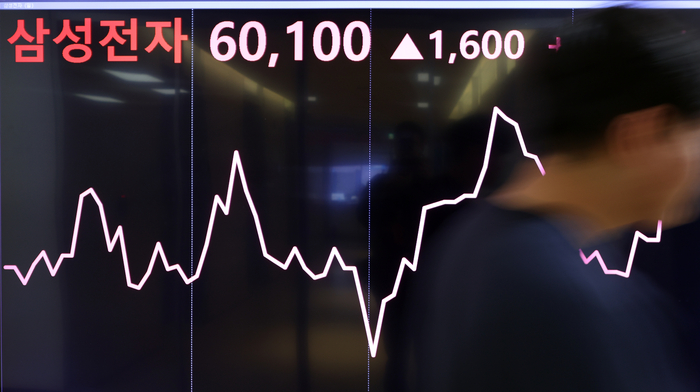 Samsung Electronics' stock price is displayed on a monitor installed at Yonhap Infomax in Jongno-gu, Seoul on the 20th, when Samsung Electronics' stock price exceeded 60,000 won during the day. Yonhap News Agency